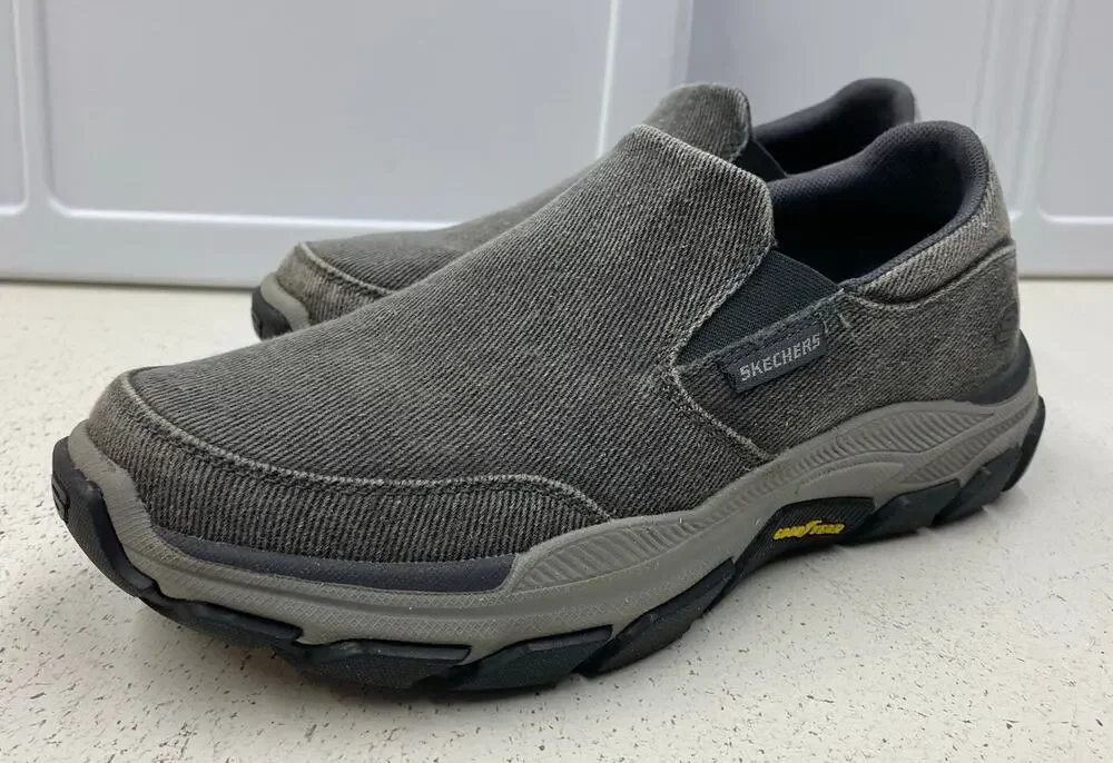 Men Skechers Respected Fallston Memory Foam slip-on canvas comfort shoes, 8